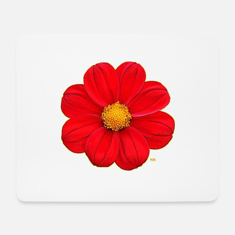 Red flower with yellow heart - Mouse Pad (horizontal) - white
