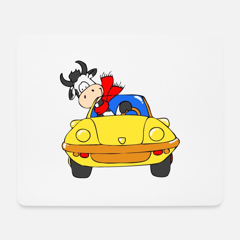 Cow driving car - Mouse Pad (horizontal) - white