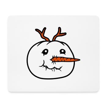schneemann gesicht kopf cool winter weihnachten ka - Mousepad (Querformat) - Weiß - Vorne