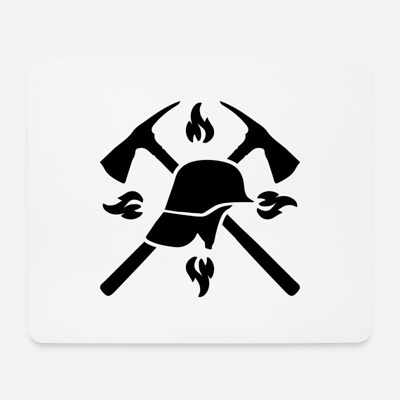 feuerwehr helm axt - Mousepad (Querformat) - Weiß