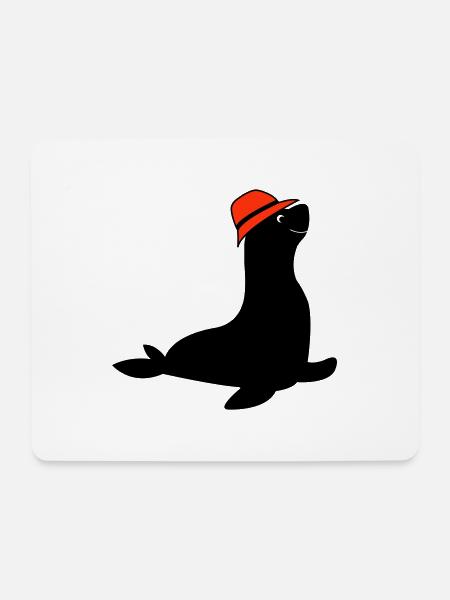 seehund anglerhut - Mousepad (Querformat) - Weiß