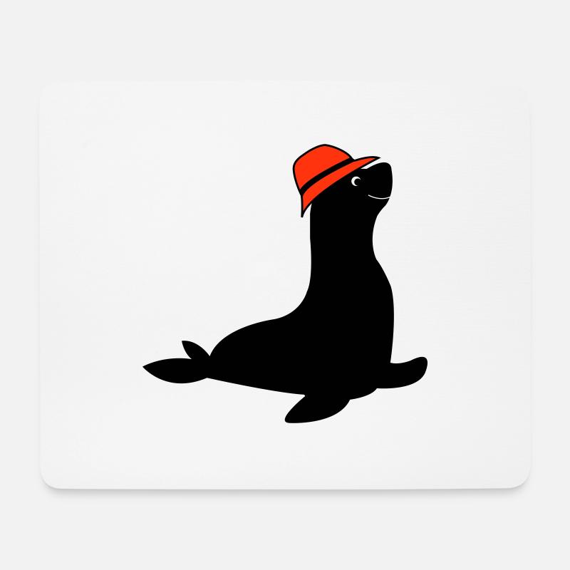 seehund anglerhut - Mousepad (Querformat) - Weiß