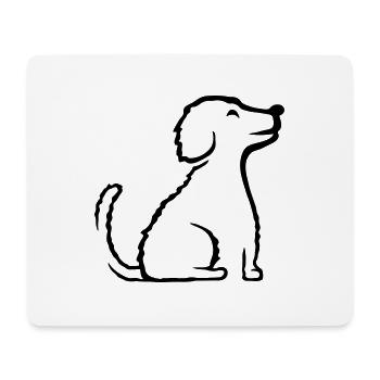 Sitzender glücklicher braver Hund - Mousepad (Querformat) - Weiß - Vorne