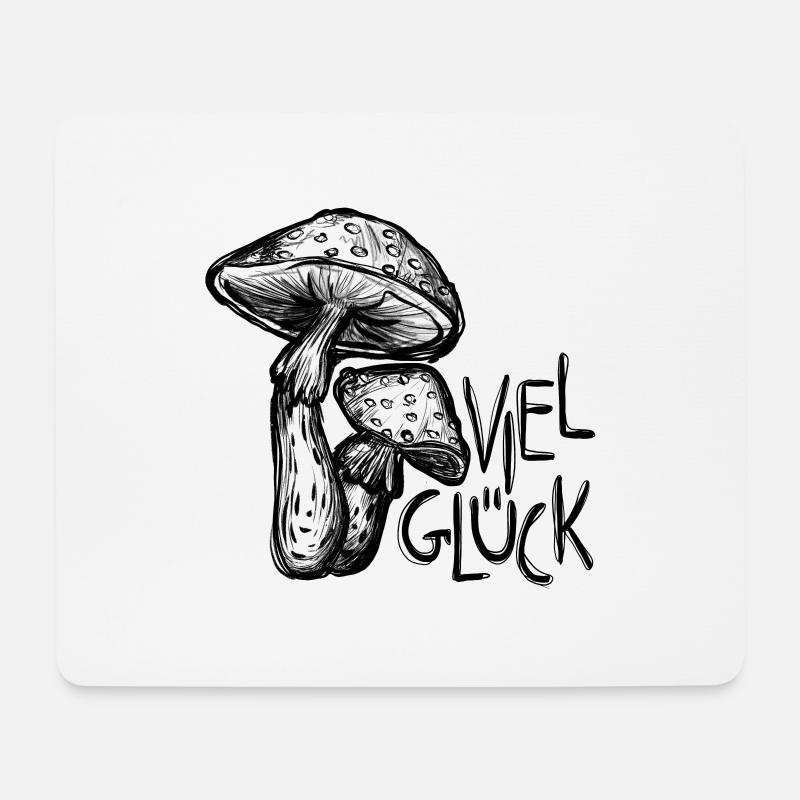 Fliegenpilze Illustration Viel Glück - Mousepad (Querformat) - Weiß