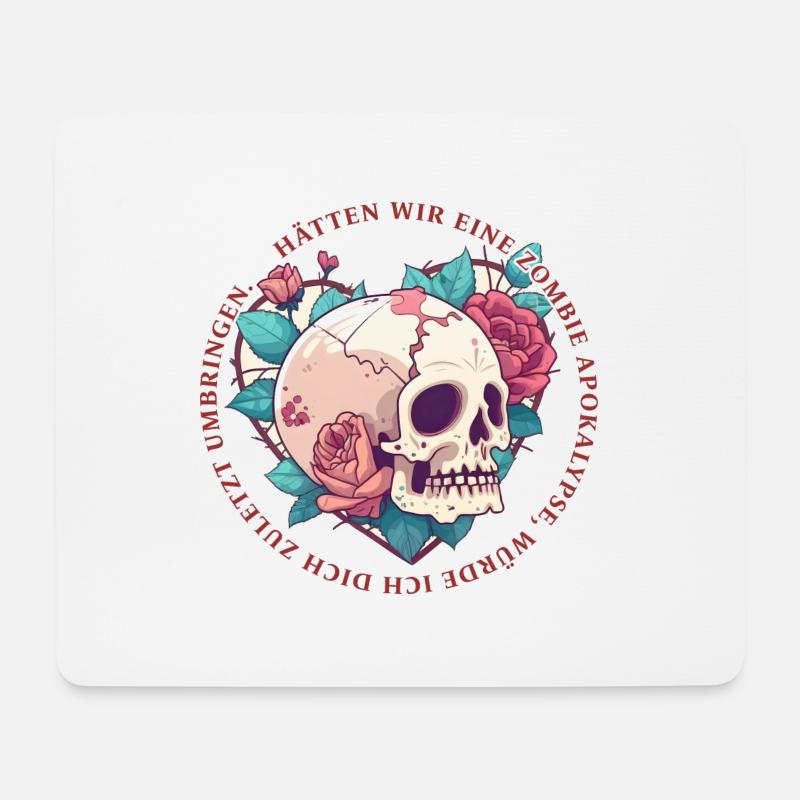 Liebe Paar Zombie Apokalypse skull romantisch - Mousepad (Querformat) - Weiß