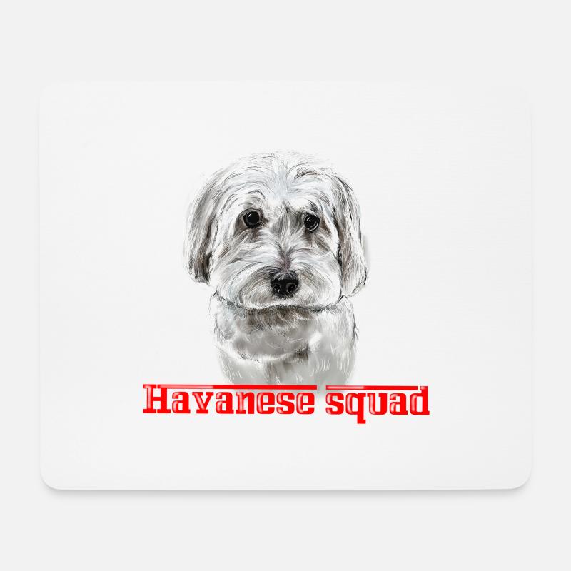 Havanesische Hundestaffel - Mousepad (Querformat) - Weiß
