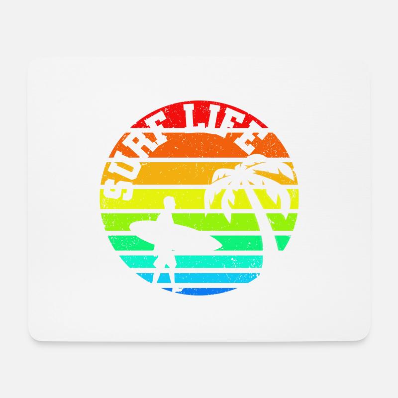 Tropical Vintage Sunset Surf Life - Mousepad (Querformat) - Weiß