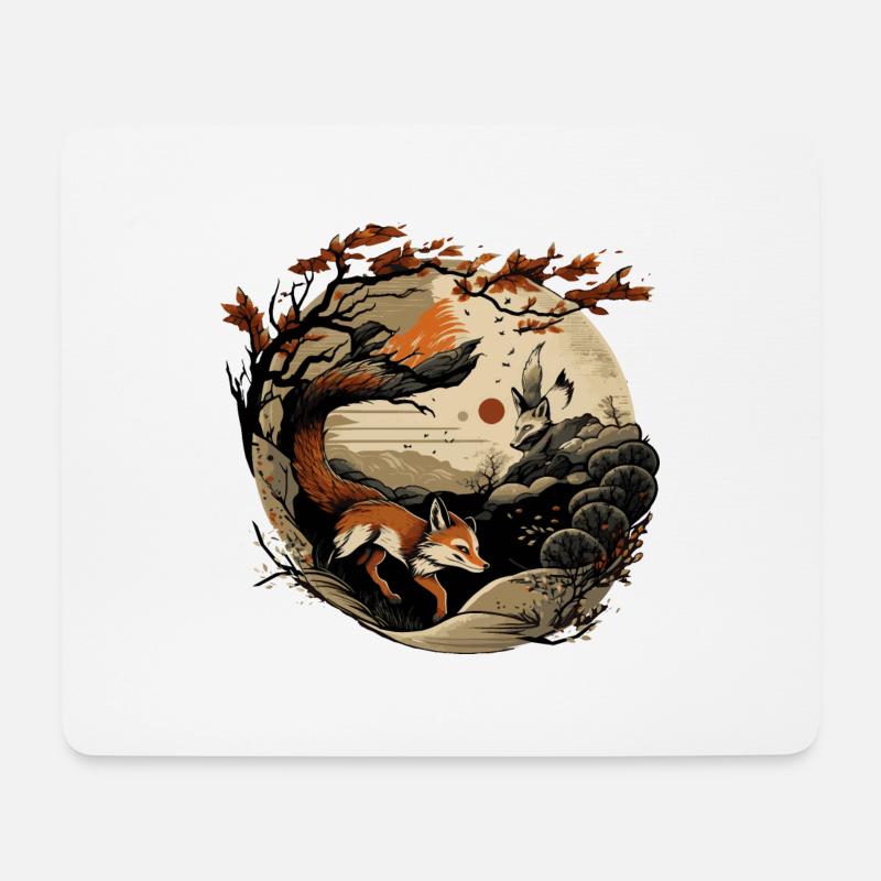 Fuchs 6 - Mousepad (Querformat) - Weiß