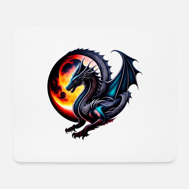 Drache - Mousepad (Querformat) - Weiß