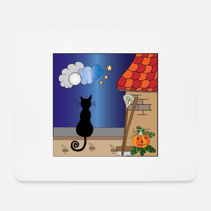 Katze an der Wandfarbe - Mousepad (Querformat) - Weiß