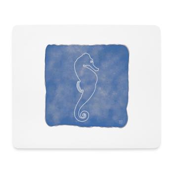 « Seahorse », Boho Line Art Design, Ocean Series - Tapis de souris (format paysage) - blanc - Devant
