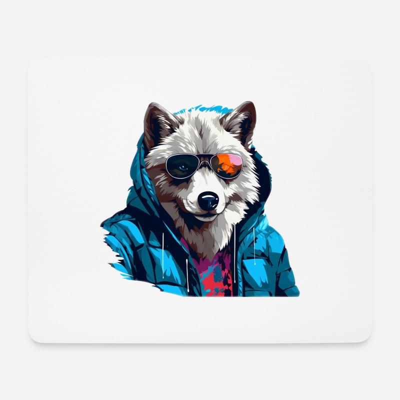Streetstyle Polarwolf | Wolfsliebhaber - Mousepad (Querformat) - Weiß
