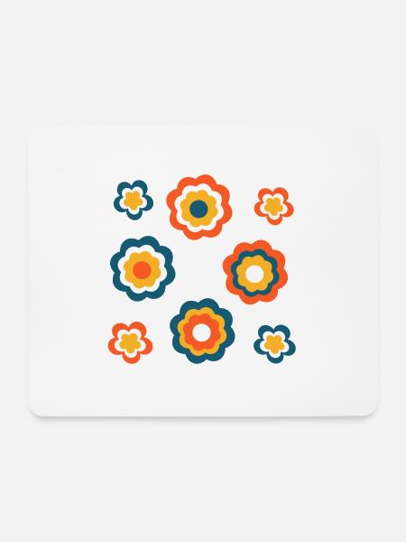 70er Jahre Blume Muster - Mousepad (Querformat) - Weiß