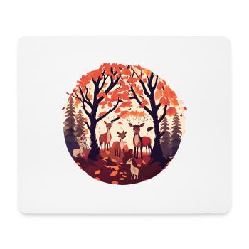 Une famille de cerfs (Collection d’automne #8) - Tapis de souris (format paysage) - blanc - Devant