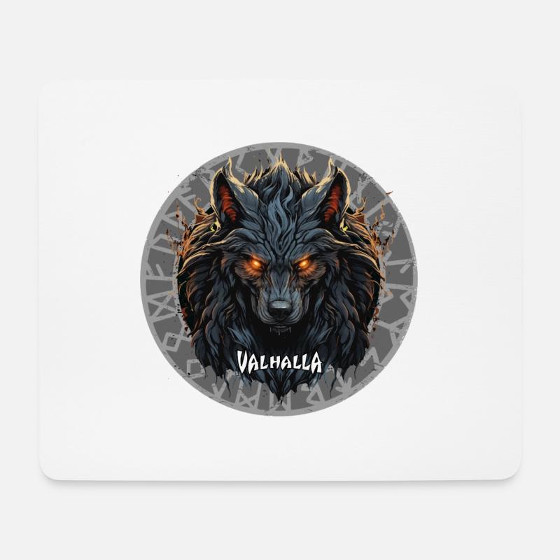 Wikinger Wolf Mit Vegvisir Kompass Vikings - Mousepad (Querformat) - Weiß