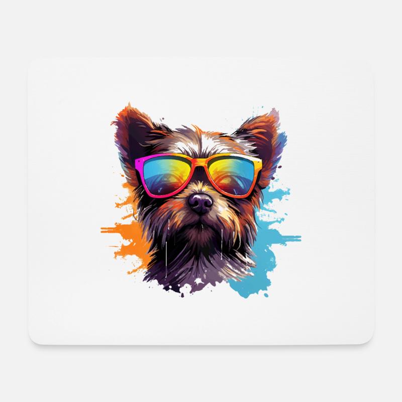 Cooler Hund mit Sonnenbrille Hunde Design - Mousepad (Querformat) - Weiß