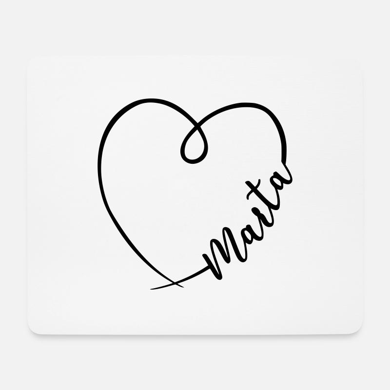 Marta Name Kalligrafie Herz - Mousepad (Querformat) - Weiß