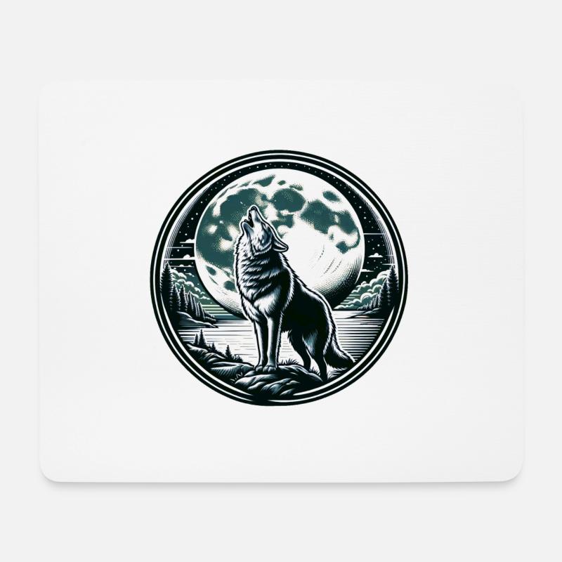 Wolf Mond Werwolf Heulen - Mousepad (Querformat) - Weiß