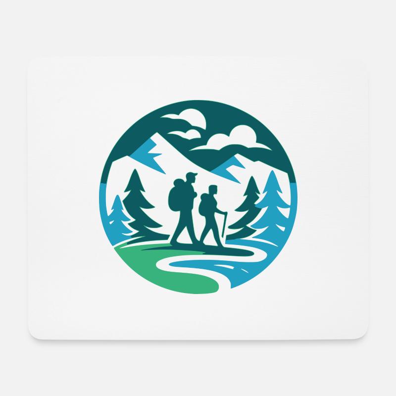 Wandern - Mousepad (Querformat) - Weiß
