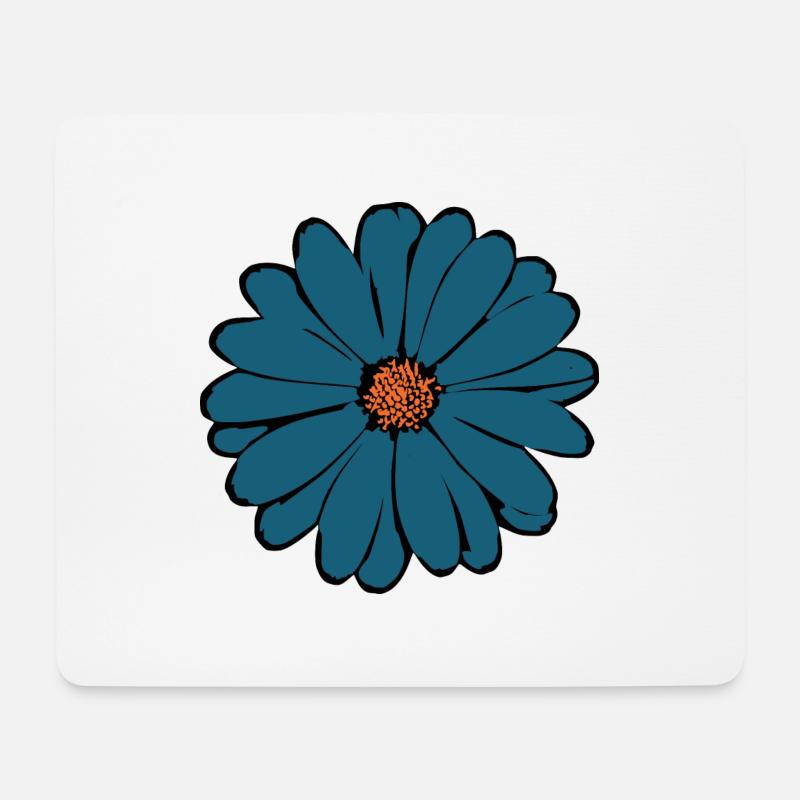 Blume dunkelblau blaue Blume Blumen blau - Mousepad (Querformat) - Weiß