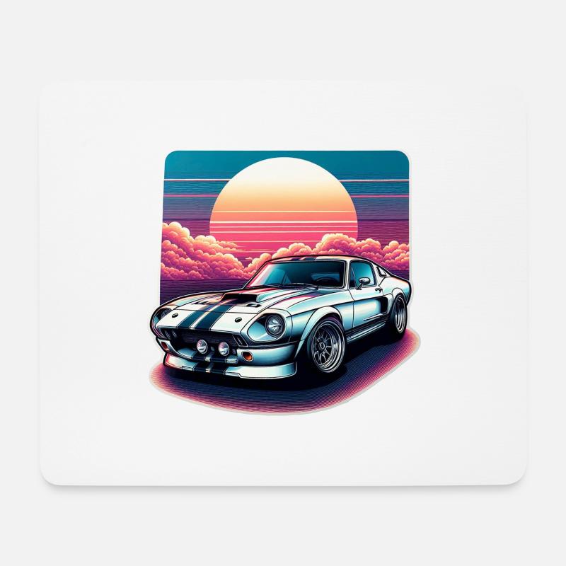 Vintage Car Sunset - Mouse Pad (horizontal) - white