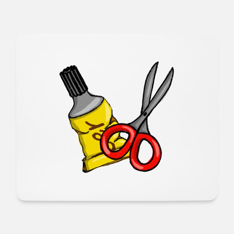 Schere und Kleber - Mousepad (Querformat) - Weiß