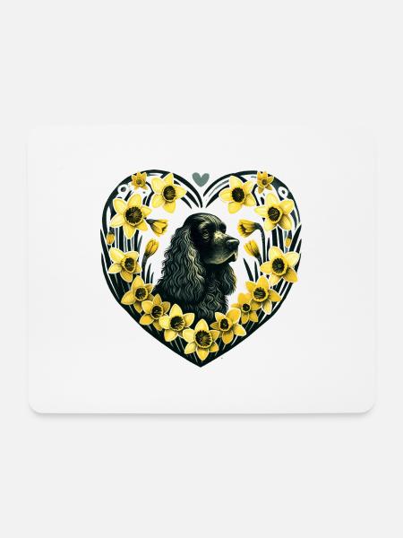 Schwarzer Cocker Spaniel - Mousepad (Querformat) - Weiß