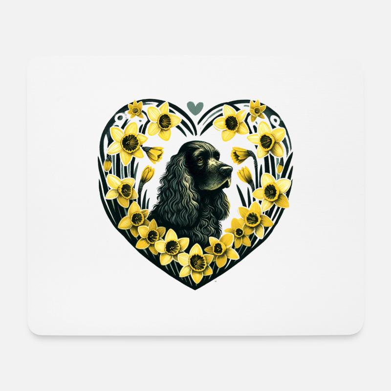 Schwarzer Cocker Spaniel - Mousepad (Querformat) - Weiß