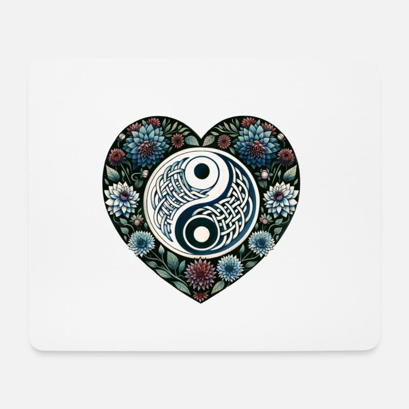 Yin Yang Blumen - Mousepad (Querformat) - Weiß