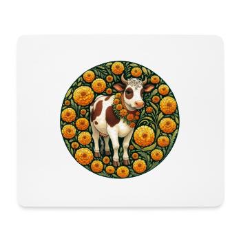 Ringelblumen-Kuh - Mousepad (Querformat) - Weiß - Vorne