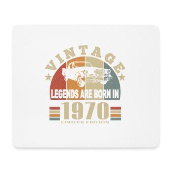 Vintage 1970 Legend Born - Tapis de souris (format paysage) - blanc - Devant