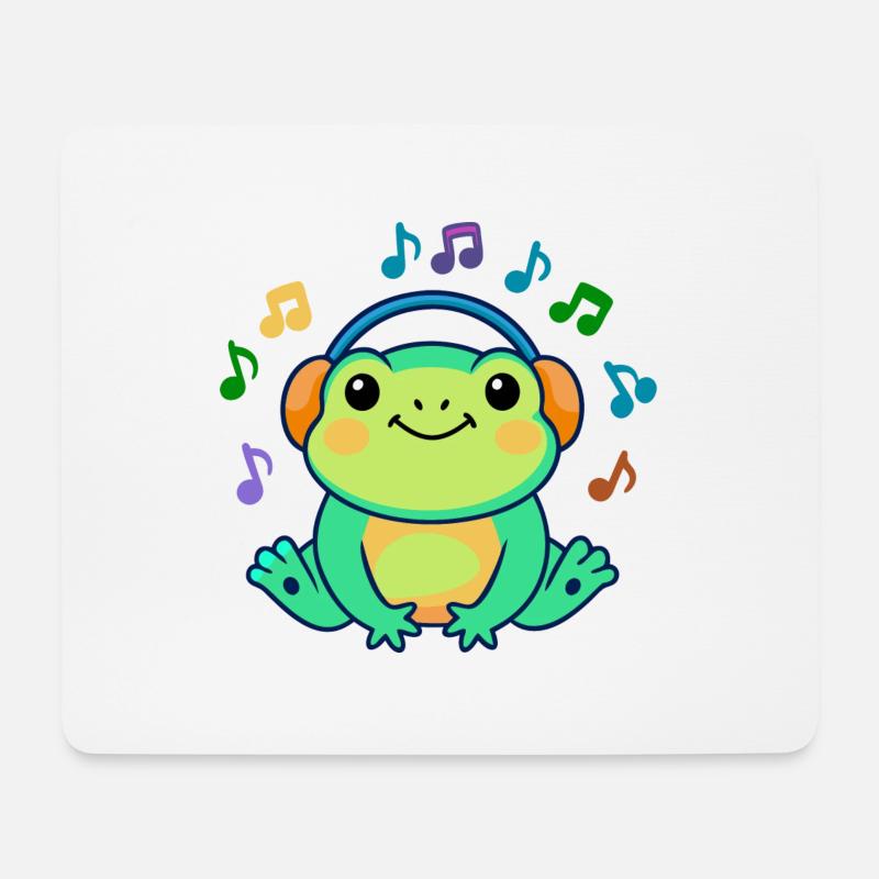 DJ Żabka – musikalischer Frosch - Mousepad (Querformat) - Weiß