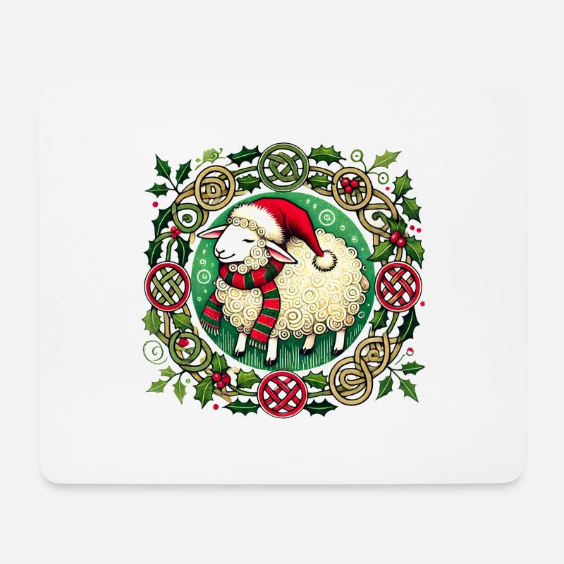 Weihnachtsschaf - Mousepad (Querformat) - Weiß
