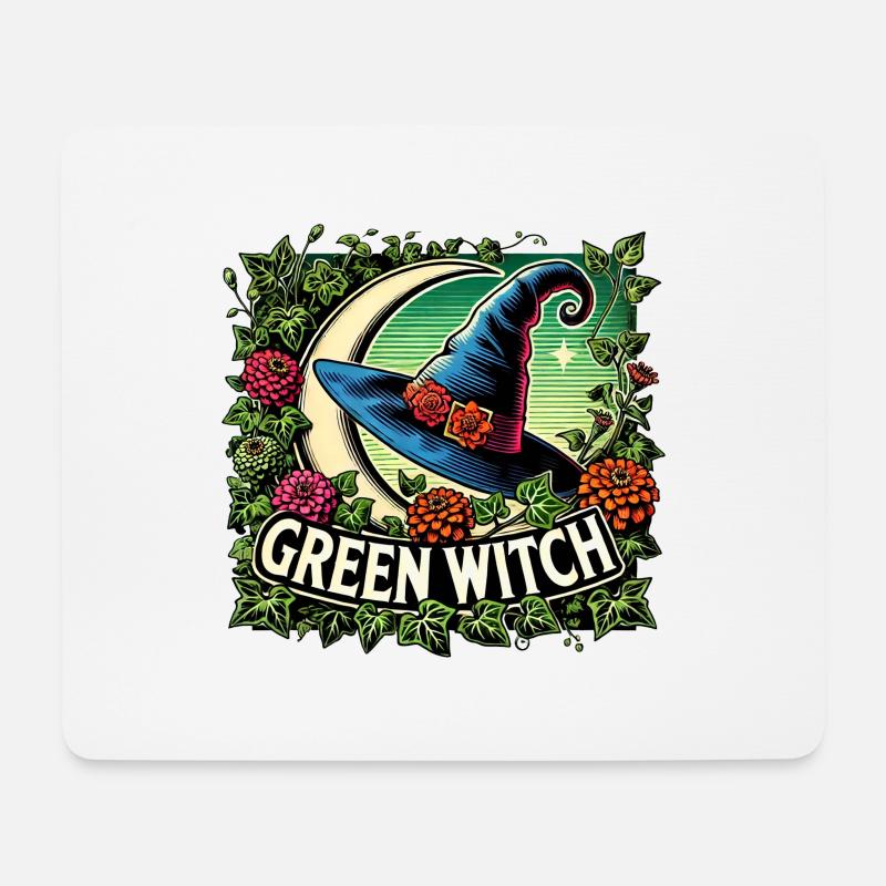 Grüne Hexe - Mousepad (Querformat) - Weiß