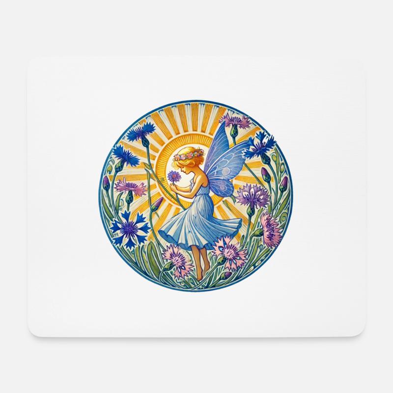 Blaue Kornblumenfee - Mousepad (Querformat) - Weiß