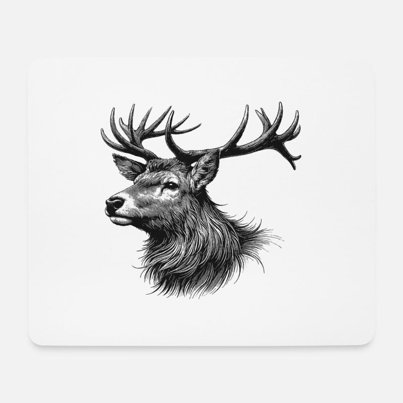 Hirsch - Mousepad (Querformat) - Weiß