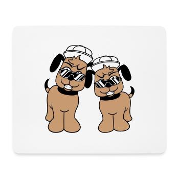 2 DJ Hunde Sonnenbrille Teenager Mütze Cappy Team - Mousepad (Querformat) - Weiß - Vorne