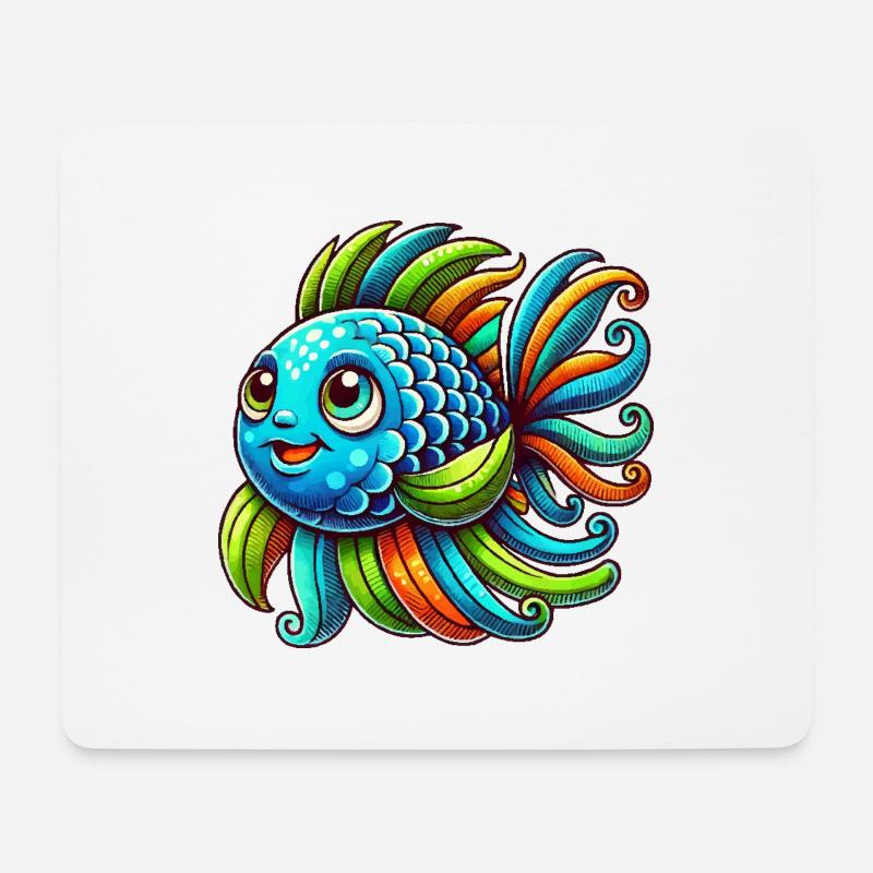fisch comic - Mousepad (Querformat) - Weiß