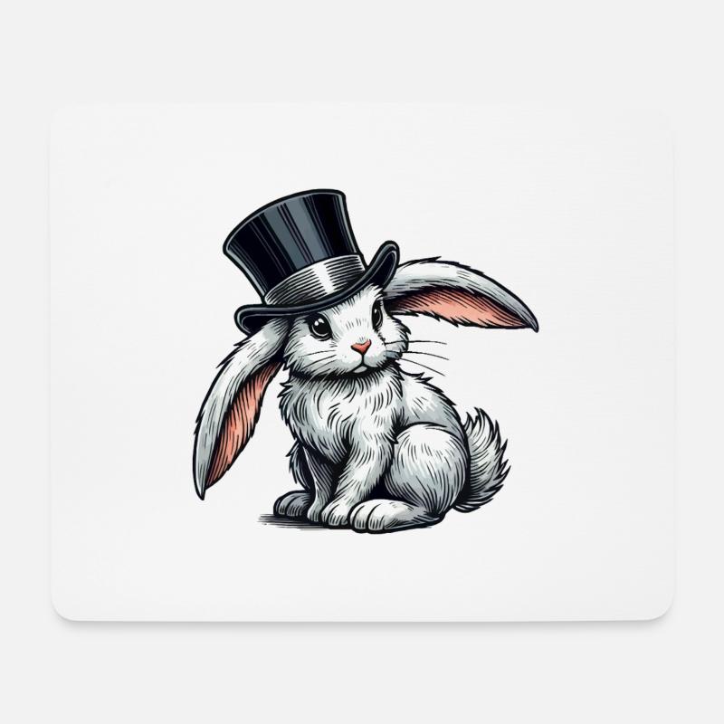 hase zylinder - Mousepad (Querformat) - Weiß