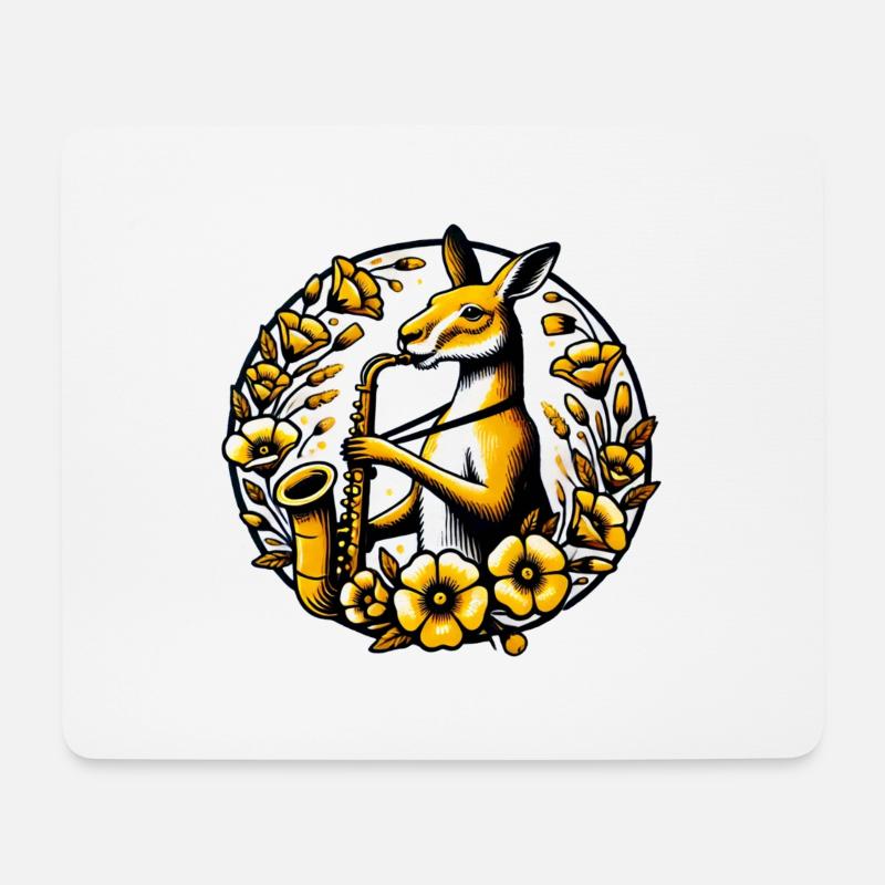 Saxophon Känguru - Mousepad (Querformat) - Weiß