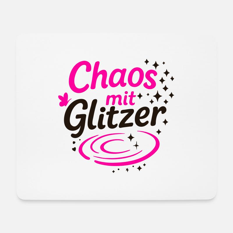 Chaos mit Glitzer - Mousepad (Querformat) - Weiß