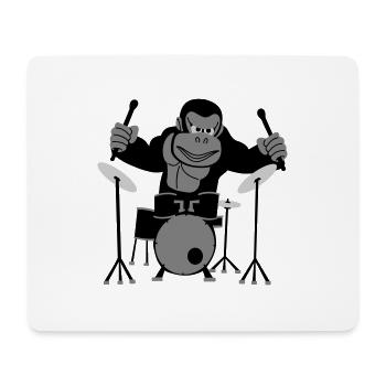 Gorilla Drummer - Tapis de souris (format paysage) - blanc - Devant