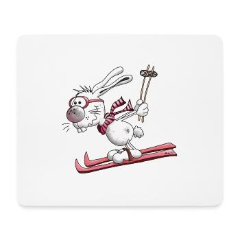 Ski Lapin - Tapis de souris (format paysage) - blanc - Devant