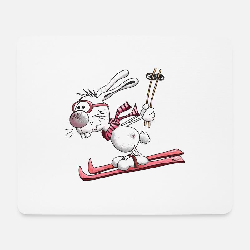 Ski Lapin - Tapis de souris (format paysage) - blanc