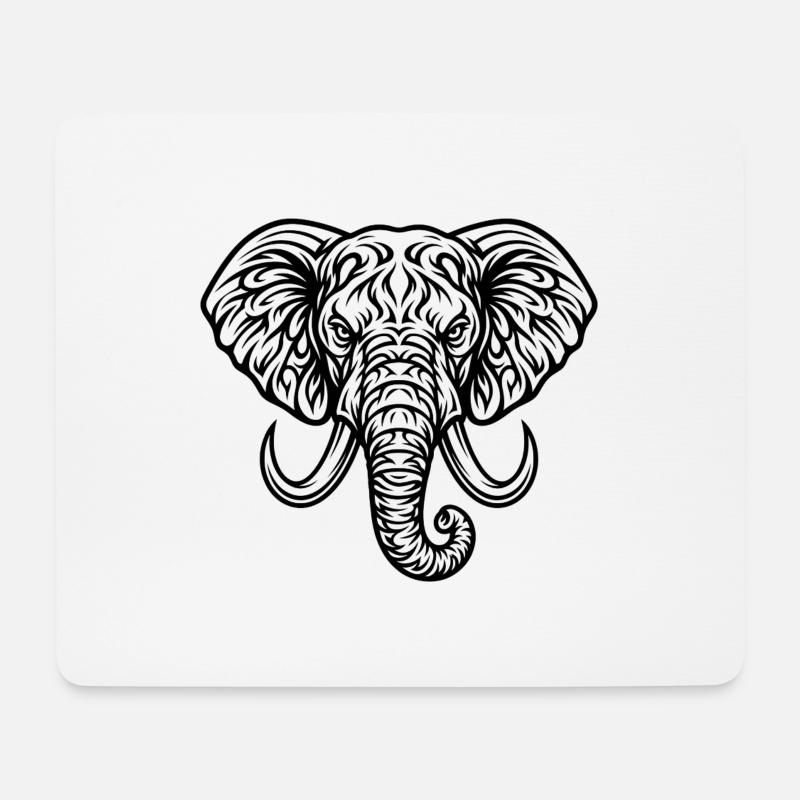 Majestätischer Elefantenkopf - Mousepad (Querformat) - Weiß