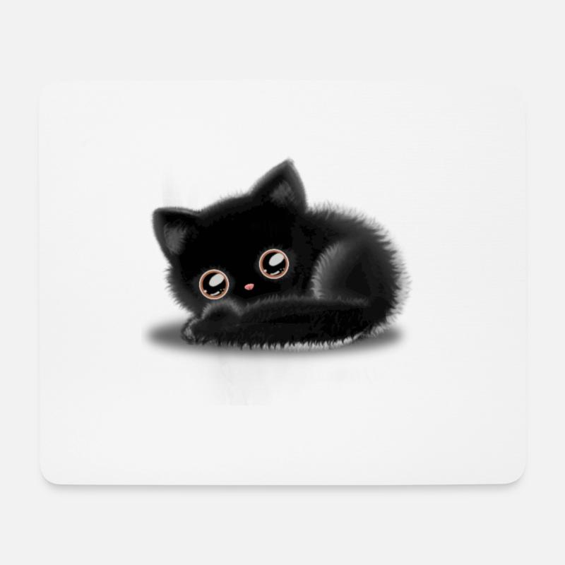 Schwarze Katze 🐈‍⬛ - Mousepad (Querformat) - Weiß