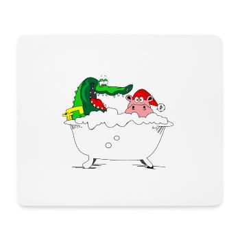 krokodil nilpferd badewanne weihnachten christmas - Mousepad (Querformat) - Weiß - Vorne