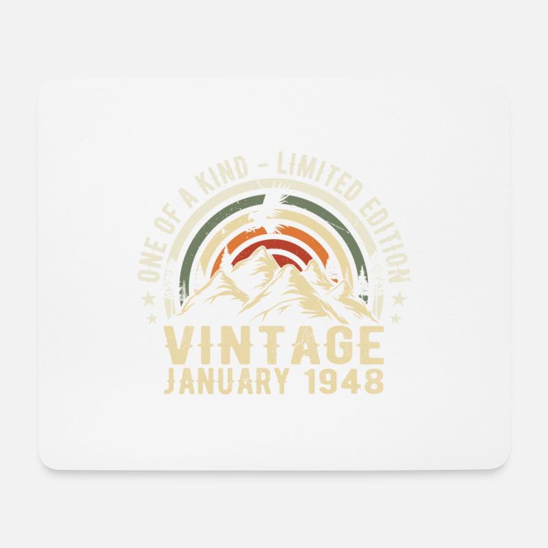 Cadeau Anniversaire Janvier 1948 - Original 77 Ans - Tapis de souris (format paysage) - blanc