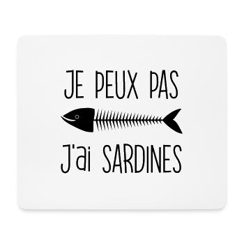 Je peux pas j'ai sardines cadeau humour T-shirt - Tapis de souris (format paysage) - blanc - Devant