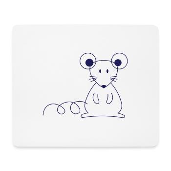 Niedliche Maus Linienkunst Blau - Mousepad (Querformat) - Weiß - Vorne